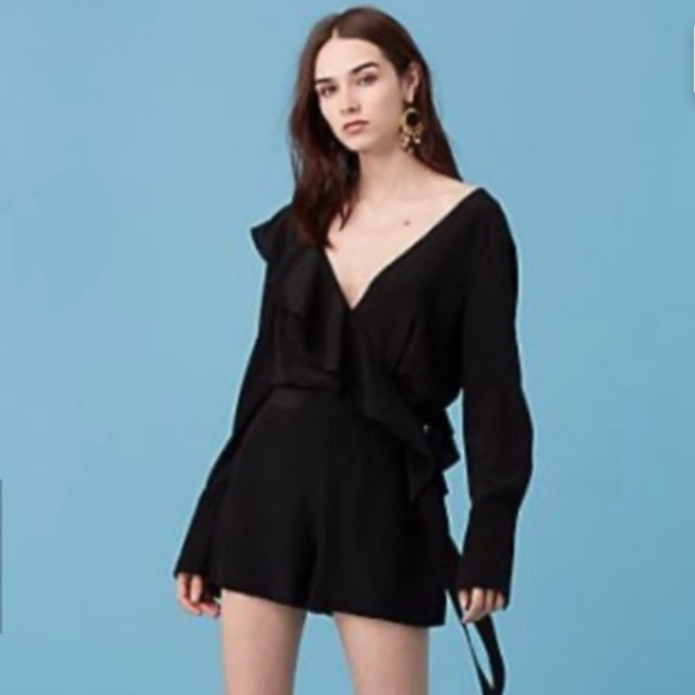 Diane Von Furstenberg Black Ruffle Romper - NWOT